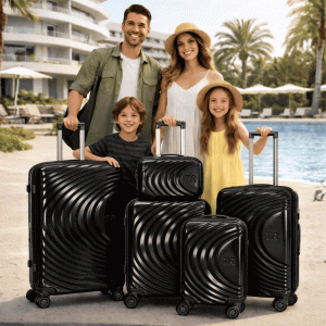 Висок клас авио спинъри ТR BLACK ABS- 5 броя, разширяващи се, четири въртящи колелца,заключване с цифров шифър, всички екстри, куфари